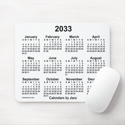 2033 Weißkalender von Janz Mouse Pad Mousepad (Mit Mouse)