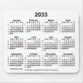 2033 White 52 Weeks ISO Calendar by Janz Mousepad (Vorne)