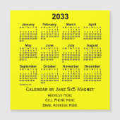 2033 Yellow Business Calendar von Janz Magnetkarte (Vorderseite)