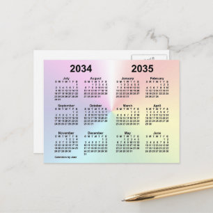 2034-2035 Rainbow Cloud Schulkalender von Janz Postkarte