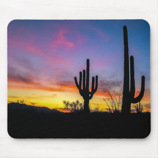 2034-2-Wüste Arizona bei Sonnenuntergang mit Kaktu Mousepad (Vorne)