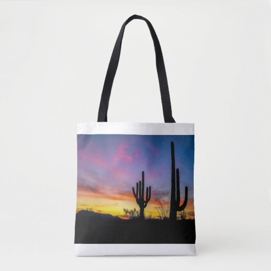 2034-2-Wüste Arizona bei Sonnenuntergang mit Kaktu Tasche (Vorderseite)