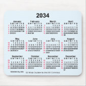 2034 Alice Blue 52 Weeks ISO Calendar by Janz Mousepad (Vorne)
