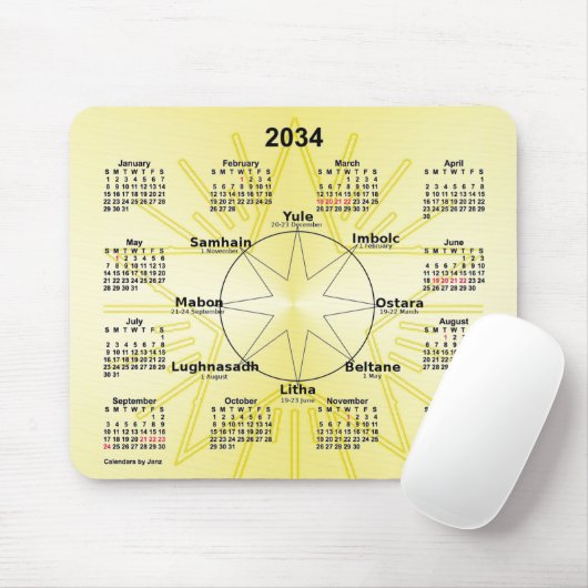 2034 Celtic Wheel of the Year Calendar von Janz Mousepad (Mit Mouse)