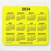 2034 Gelber Kalender von Janz Mouse Pad Mousepad (Vorne)