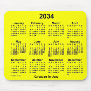 2034 Gelber Kalender von Janz Mouse Pad Mousepad