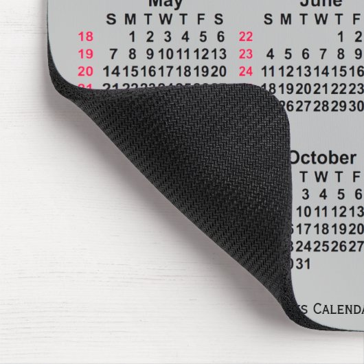 2034 Silver 52 Weeks ISO Calendar by Janz Mousepad (Ecke)
