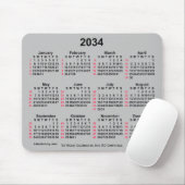 2034 Silver 52 Weeks ISO Calendar by Janz Mousepad (Mit Mouse)
