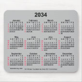 2034 Silver 52 Weeks ISO Calendar by Janz Mousepad (Vorne)