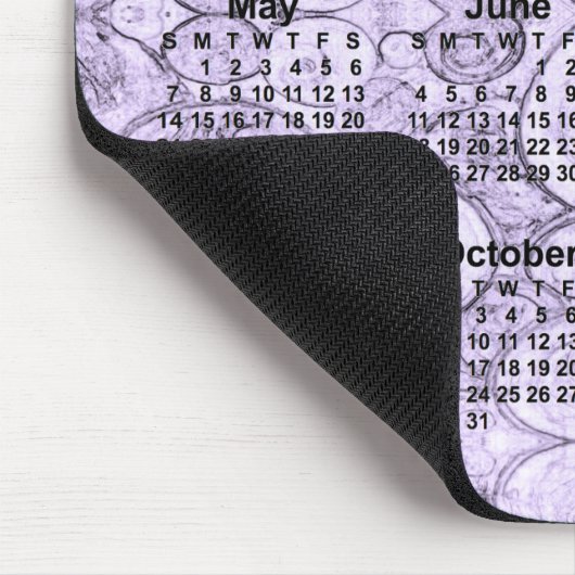 2034 Tiny Bubbles Lila Calendar von Janz Mousepad (Ecke)