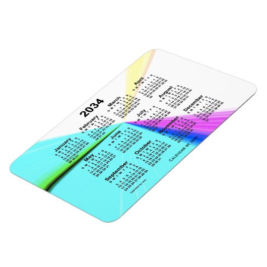2034 Vanishing Point Calendar von Janz 4x6 Magnet (Linke Seite)