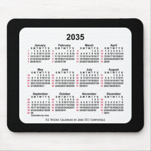 2035 Black 52 Weeks ISO Kalender von Janz Two Tone Mousepad
