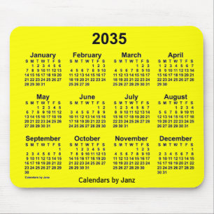 2035 Gelber Kalender von Janz Mouse Pad Mousepad
