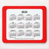 2035 Red 52 Weeks ISO Calendar by Janz Two Mousepad (Vorne)