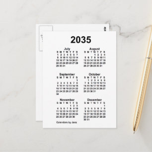2035 Weißer 6-Monats-Mini-Kalender von Janz Postkarte