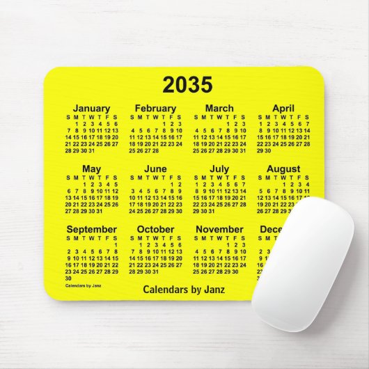 2035 Yellow Calendar by Janz Mouse Pad Mousepad (Mit Mouse)