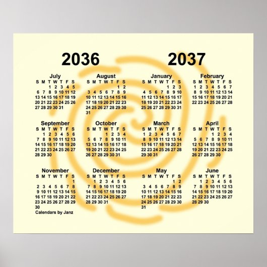 2036-2037 Sonnentage Schuljahr von Janz Poster (Vorne)