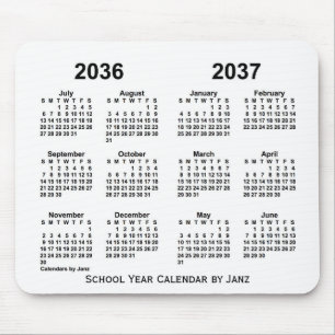 2036-2037 Weißes Schuljahr - Kalender von Janz Mousepad
