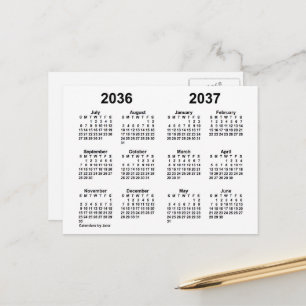 2036-2037 Weißes Schuljahr - Kalender von Janz Postkarte