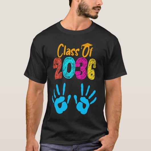 2036 Abschluss Handprint Ihre Him School Kinder Cl T-Shirt (Vorderseite)