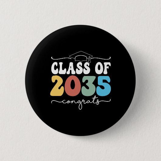 2036 Kindergarten Erster Tag Abschluss wächst mit Button (Vorderseite)