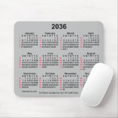 2036 Silver 52 Weeks ISO Calendar by Janz Mousepad (Mit Mouse)
