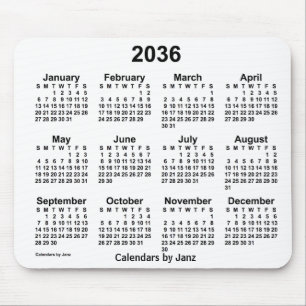 2036 Weißer Kalender von Janz Mouse Pad Mousepad