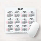 2036 White 52 Weeks ISO Calendar by Janz Mousepad (Mit Mouse)