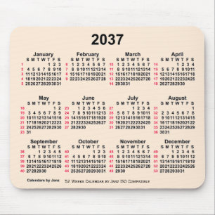 2037 Antikes Weiß 52 Wochen ISO Kalender von Janz Mousepad