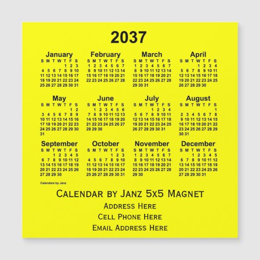 2037 Yellow Business Calendar von Janz Magnetkarte (Vorderseite)