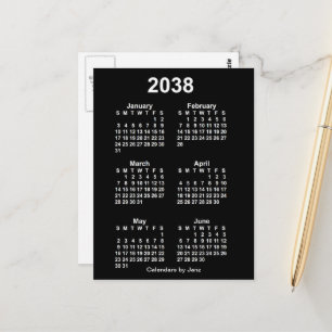 2038 Neonweißer 6-Monats-Mini-Kalender von Janz Postkarte