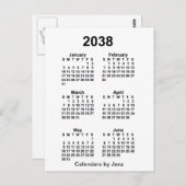 2038 White 6 Month Mini Kalender von Janz Postkarte (Vorne/Hinten)
