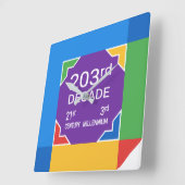 203. Dekade (Neujahr 2021-2030) Quadratische Wanduhr (Winkel)