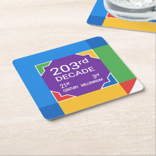 203. Dekade (Neujahr 2021-2030) Rechteckiger Pappuntersetzer
