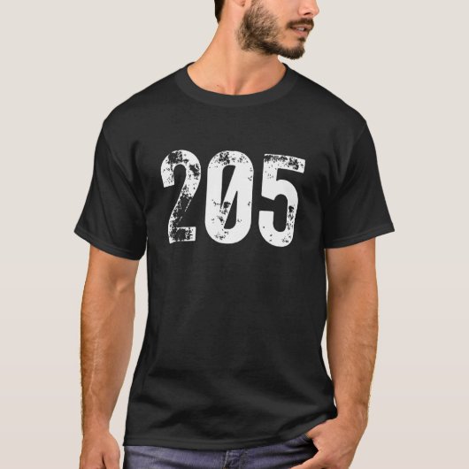 205 Area Code Birmingham AL Mobile Telefone Area T-Shirt (Vorderseite)