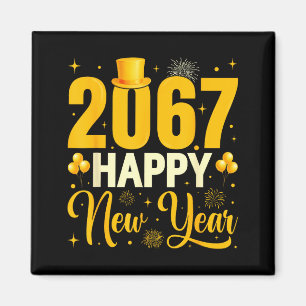 2067 Frohes neues Jahr Retro Lustig 67 Sechs Siebe Magnet