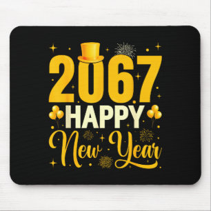 2067 Frohes neues Jahr Retro Lustig 67 Sechs Siebe Mousepad