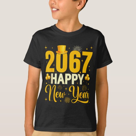 2067 Happy New Year Retro Funny 67 Six Seven Meme  T-Shirt (Vorderseite)