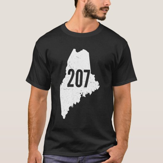 207 Kontur für Maine-Staat-Code T-Shirt (Vorderseite)