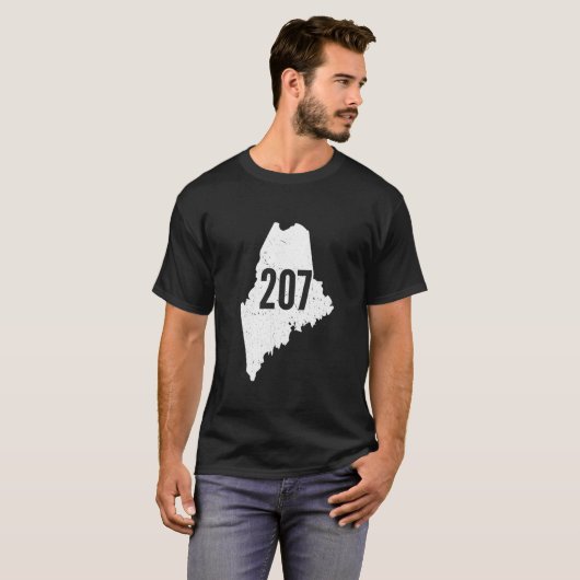 207 Maine State Area Code Outline Pride T-Shirt (Vorne ganz)