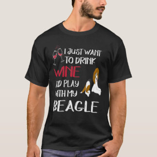 208 Wein trinken und mit meinem Beagle spielen T-Shirt