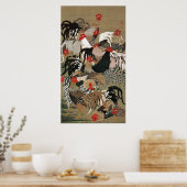 20. 群 鶏 図, 若 冲 Flock of Roosters, Jakuchu Poster (Küche)