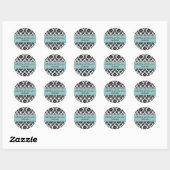 20 - 1.50" Black Damask Blue Gevor Sticker (Blatt)