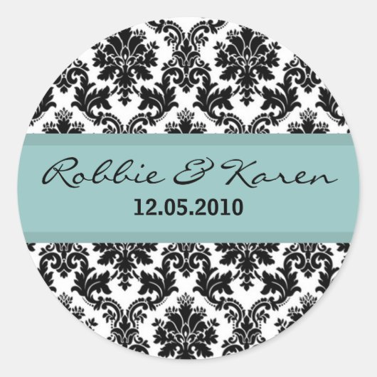 20 - 1.50" Black Damask Blue Gevor Sticker (Vorderseite)