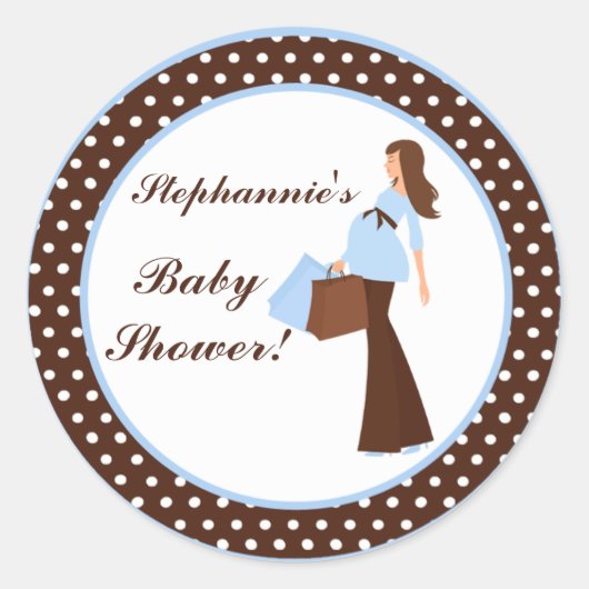 20 - 1.5" Bevorzugen Stickers Blue Mod Mama Polka (Vorderseite)