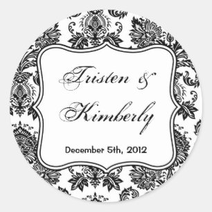 20 - 1,5" Bevorzugen Stickers Schwarz-weiß Damaskl