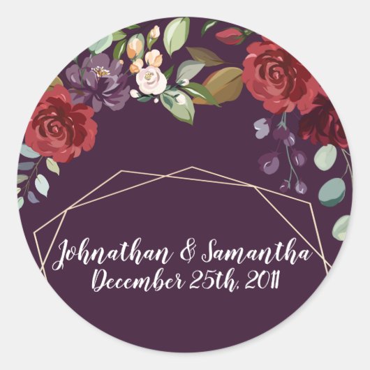 20 - 1.5" Bevorzugte Stickers Plum Lila Rose Gold  (Vorderseite)