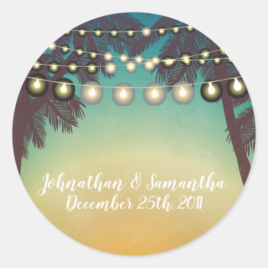 20 - 1,5" Bevorzugung Stickers Beach Sunset Palm T (Vorderseite)