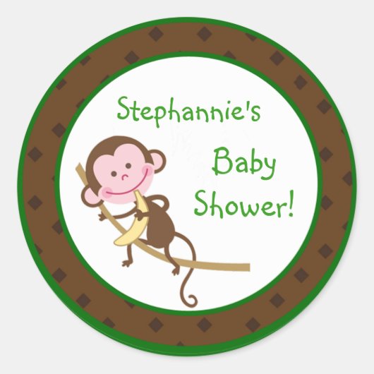 20 - 1.5" Bevorzugung Stickers MonkeySwing Jungle  (Vorderseite)