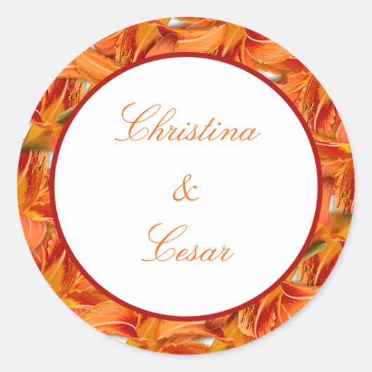 20 - 1.5" Bevorzugung Stickers Orange Tiger Lilly  (Vorderseite)